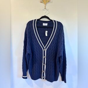 Old Navy Navy Cable Knit Cardigan Size L NWT